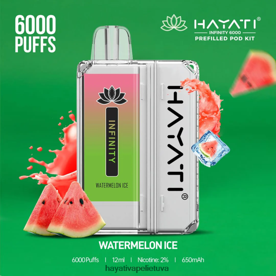 Hayati Infinity 6000 ankšties rinkinių arbūzų ledas Hayati flavours lietuva FFBB0Z164