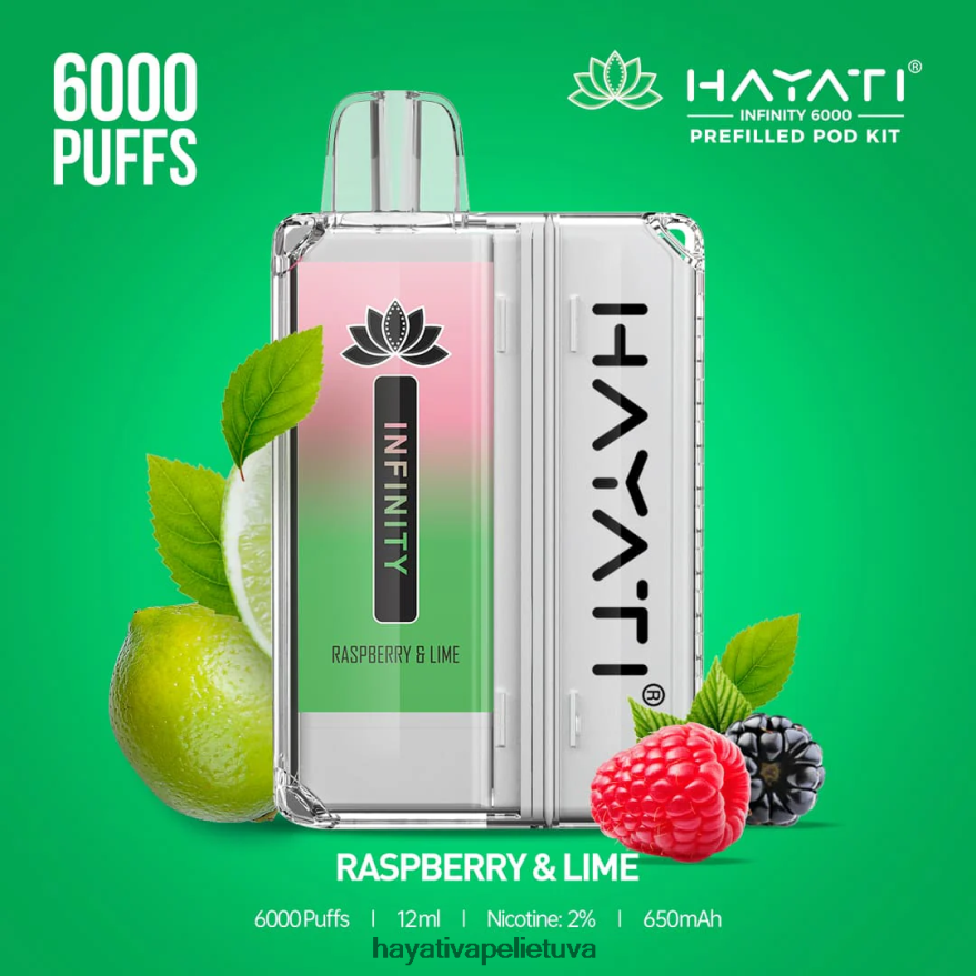 Hayati Infinity 6000 ankšties rinkinių aviečių ir laimų Hayati vape review FFBB0Z157