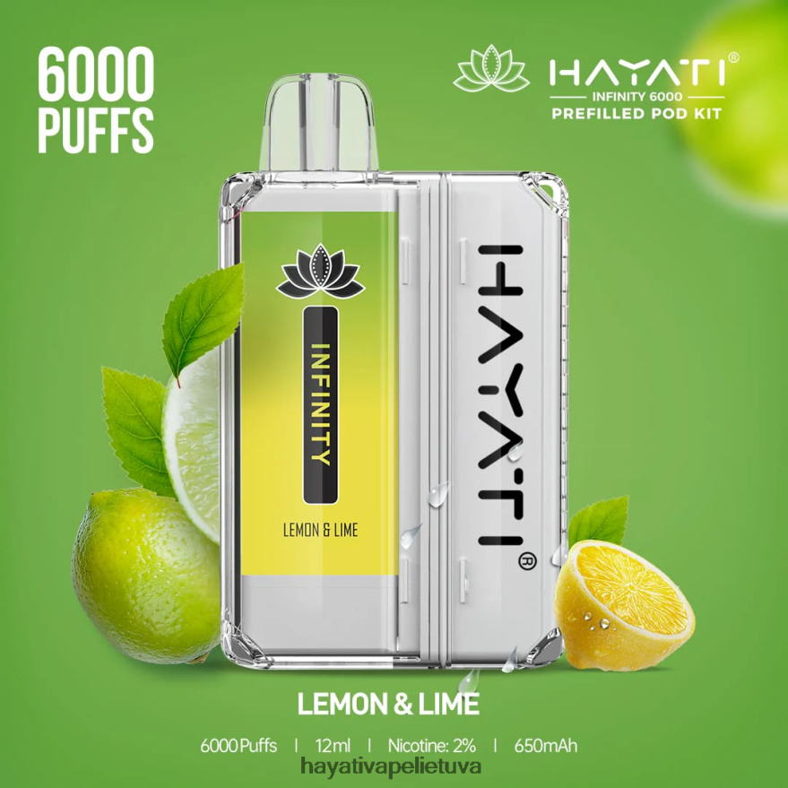 Hayati Infinity 6000 ankšties rinkinių citrina ir laimas Hayati vape lietuva FFBB0Z153