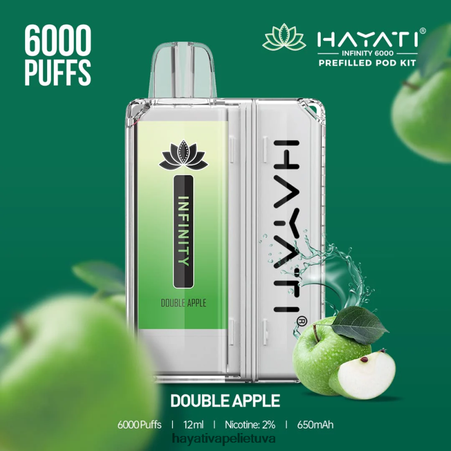 Hayati Infinity 6000 ankšties rinkinių dvigubas obuolys Hayati flavour vapes FFBB0Z146