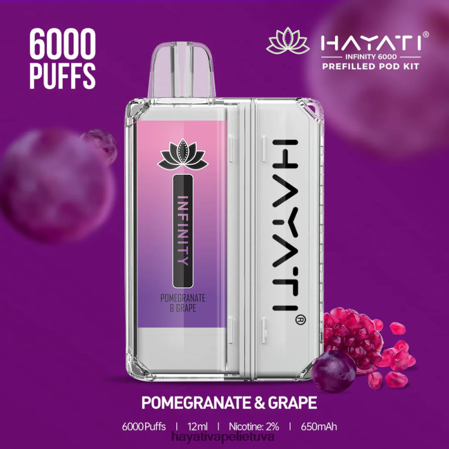 Hayati Infinity 6000 ankšties rinkinių granatas ir vynuogė Hayati flavour vapes FFBB0Z156