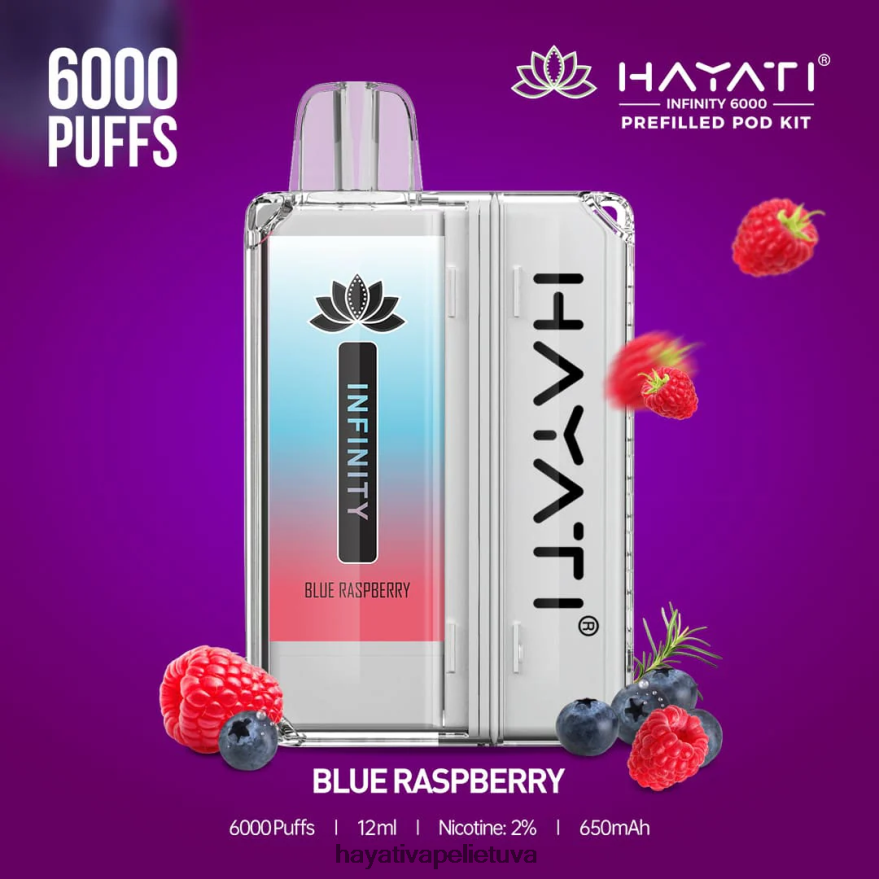 Hayati Infinity 6000 ankšties rinkinių mėlyna avietė Hayati flavours lietuva FFBB0Z144