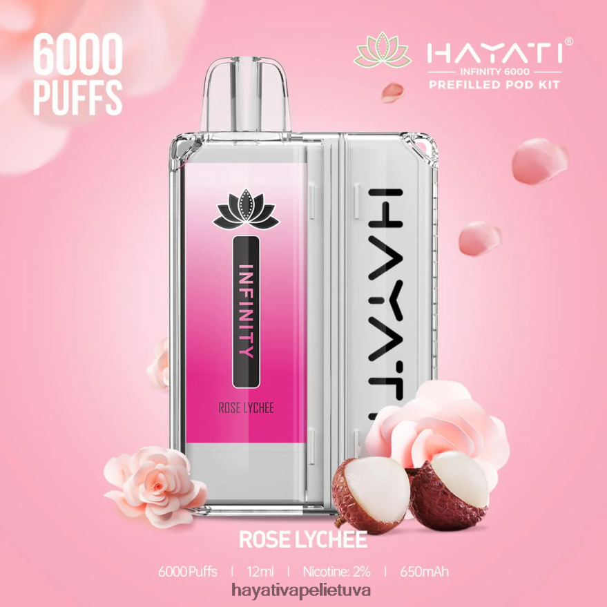 Hayati Infinity 6000 ankšties rinkinių rožių ličiai Hayati vape flavours FFBB0Z158