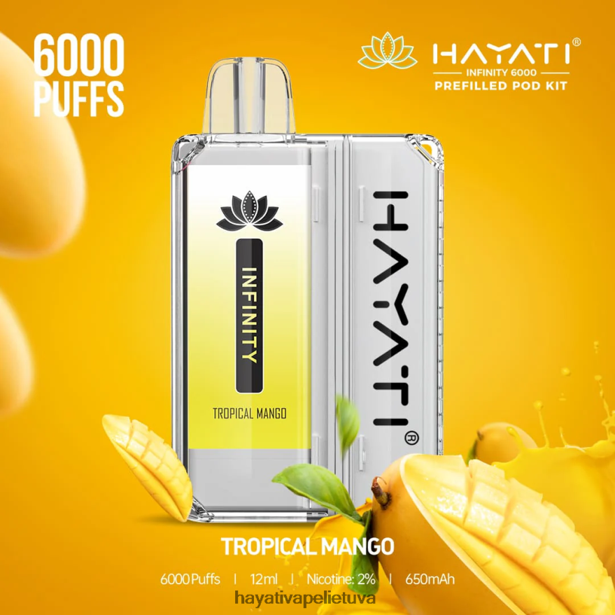 Hayati Infinity 6000 ankšties rinkinių tropinis mangas Hayati vape lietuva FFBB0Z163