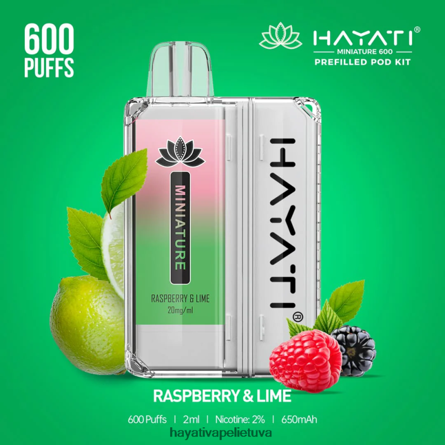 Hayati Miniature 600 ankšties rinkinių aviečių ir laimų Hayati vape lietuva FFBB0Z43