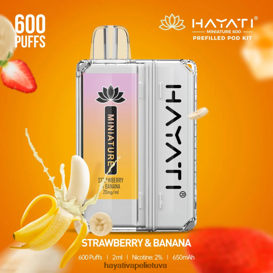 Hayati Miniature 600 ankšties rinkinių braškės ir bananas Hayati flavour list FFBB0Z45