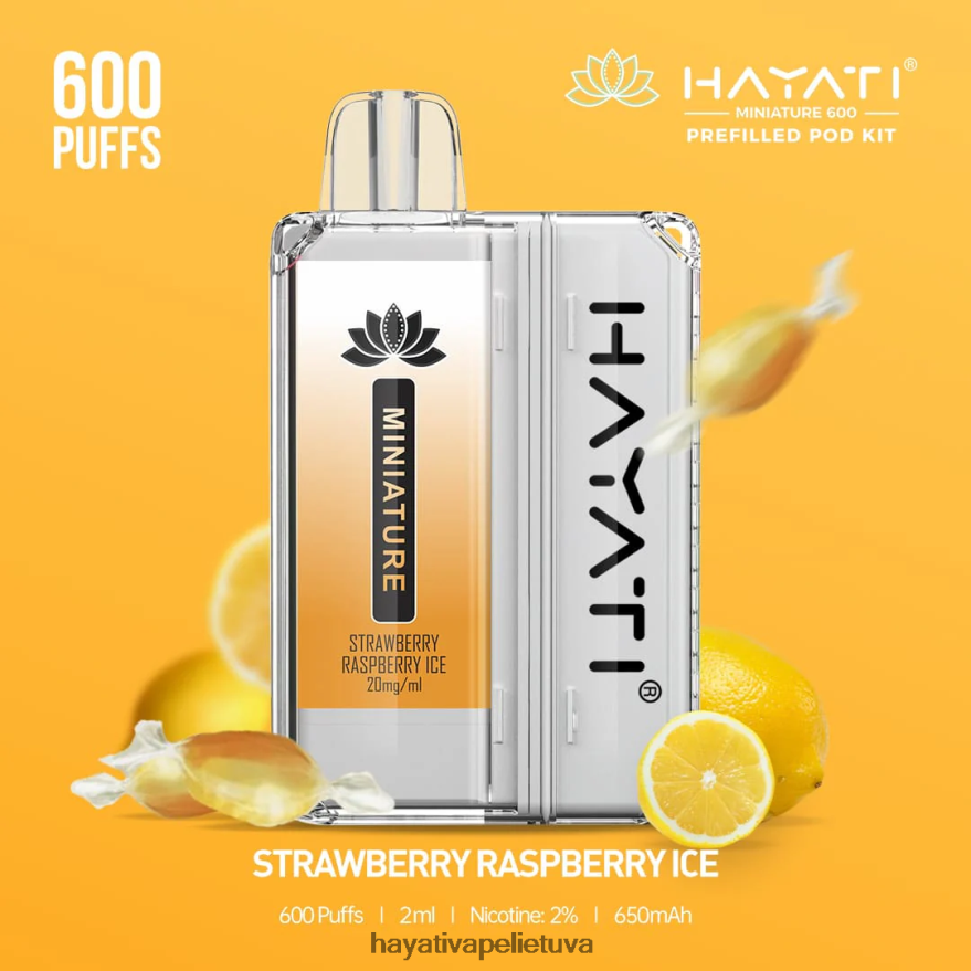 Hayati Miniature 600 ankšties rinkinių braškių aviečių ledukai Hayati vape review FFBB0Z47