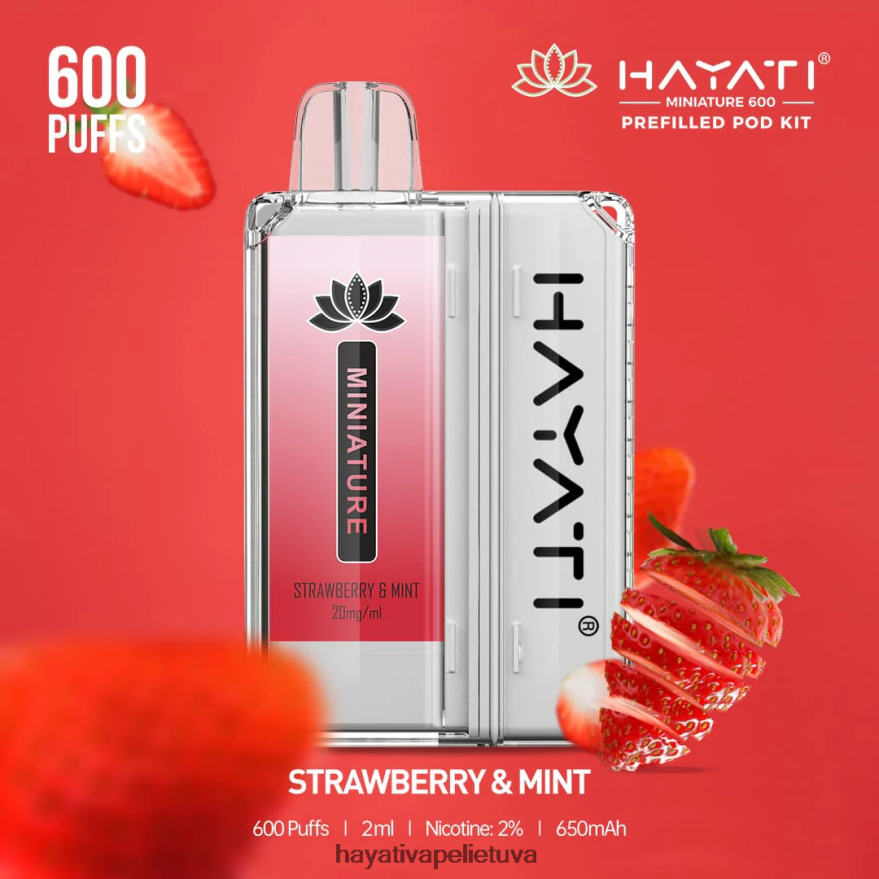 Hayati Miniature 600 ankšties rinkinių braškių ir mėtų Hayati flavour vapes FFBB0Z46