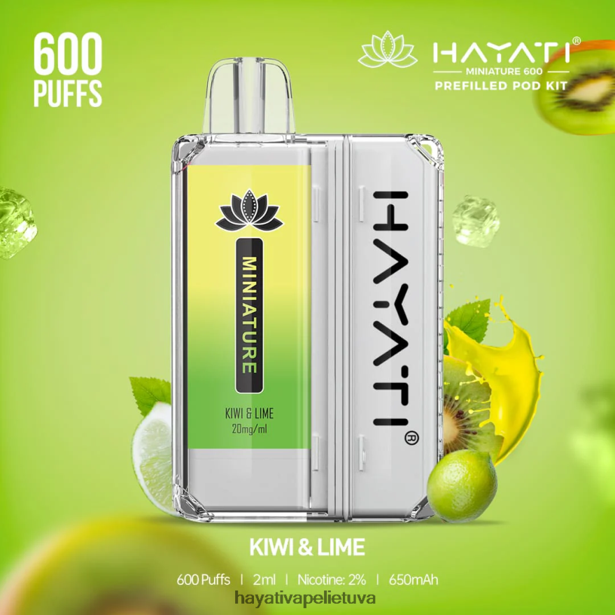 Hayati Miniature 600 ankšties rinkinių kiviai ir žaliosios citrinos Hayati vape flavours FFBB0Z38