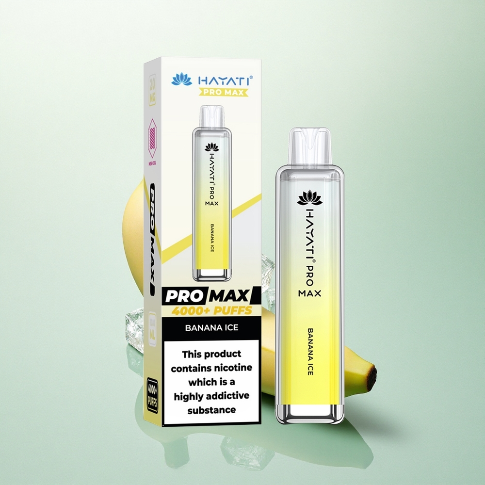 Hayati Pro Max 4000 Puffs Banano Ledas su 5% Nikotino ir 1400mAh