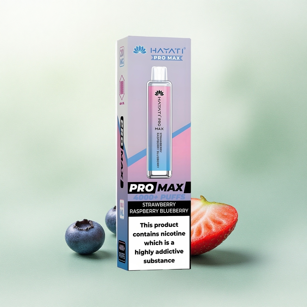 Hayati Pro Max 4000 Puffs Braškė Avietė Mėlynė su 5% Nikotino ir 1400mAh