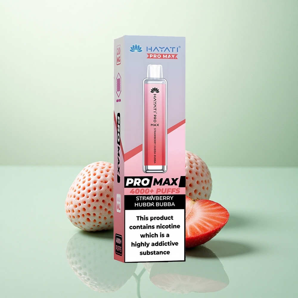 Hayati Pro Max 4000 Puffs Braškė Hubba Bubba su 5% nikotino ir 1400mAh