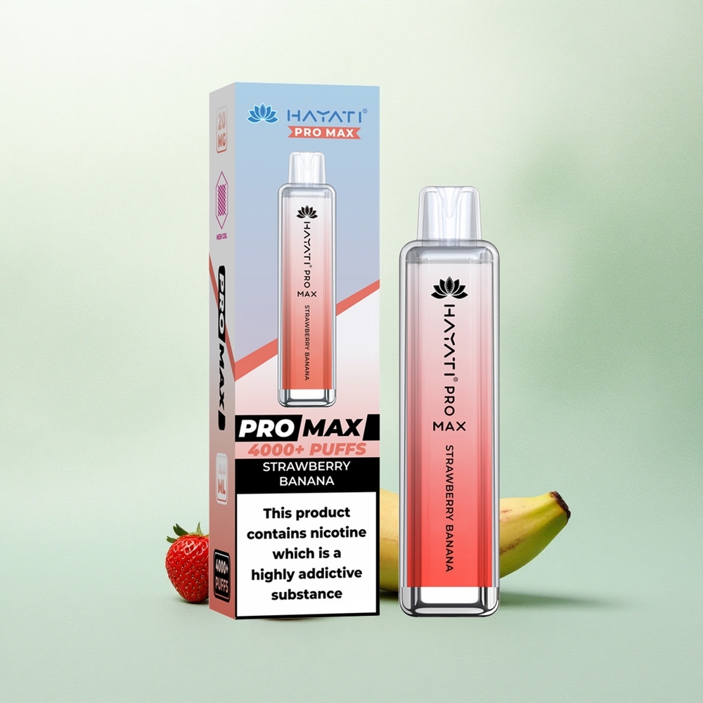 Hayati Pro Max 4000 Puffs Braškinis Bananas su 5% Nikotino ir 1400mAh