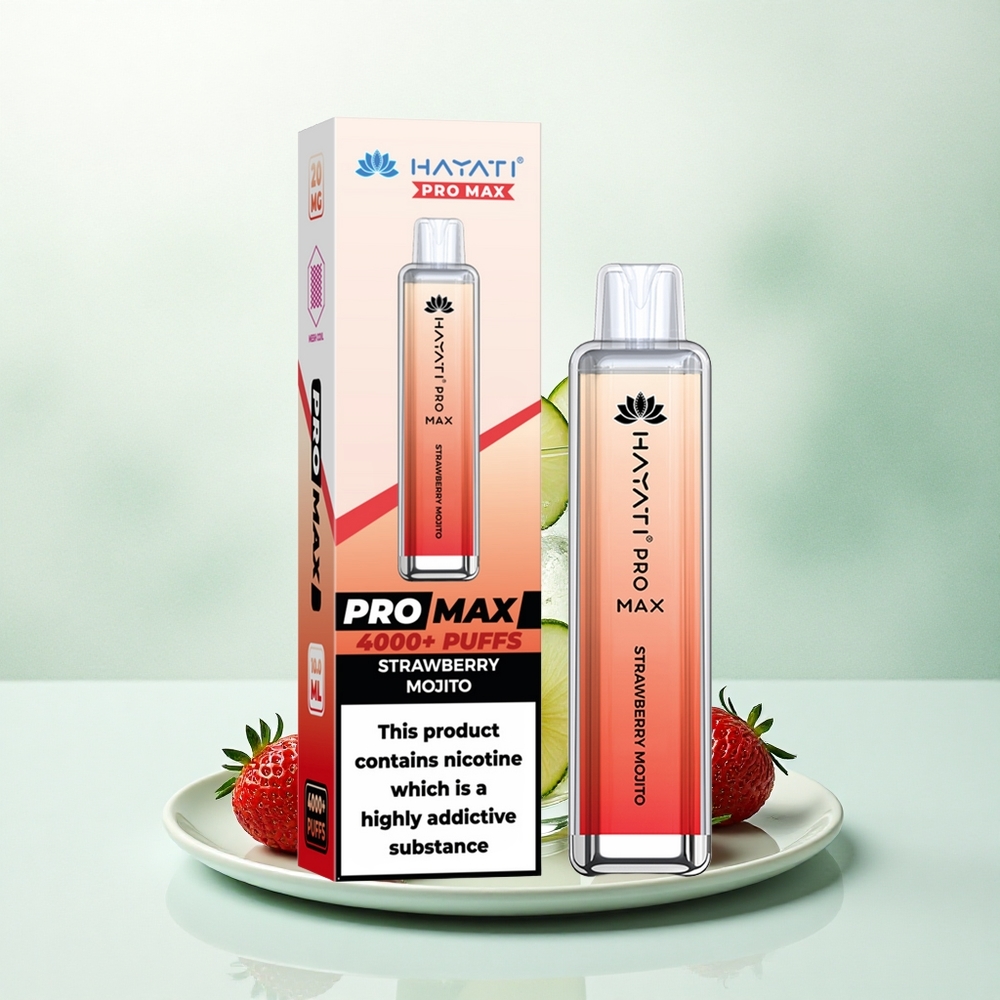 Hayati Pro Max 4000 Puffs Braškinis Mojito su 5% nikotino ir 1400mAh