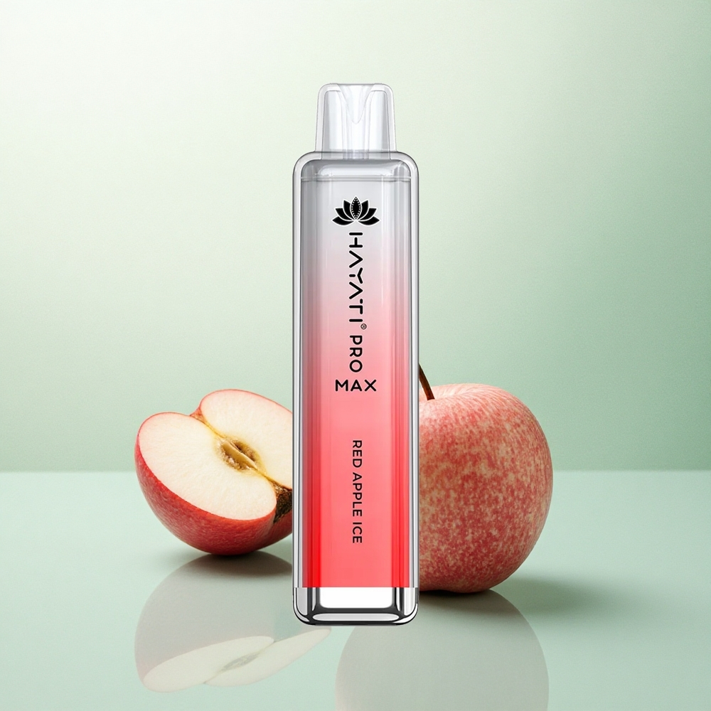 Hayati Pro Max 4000 Puffs Raudono Obuolio Ledas su 1400mAh ir 5% Nikotino