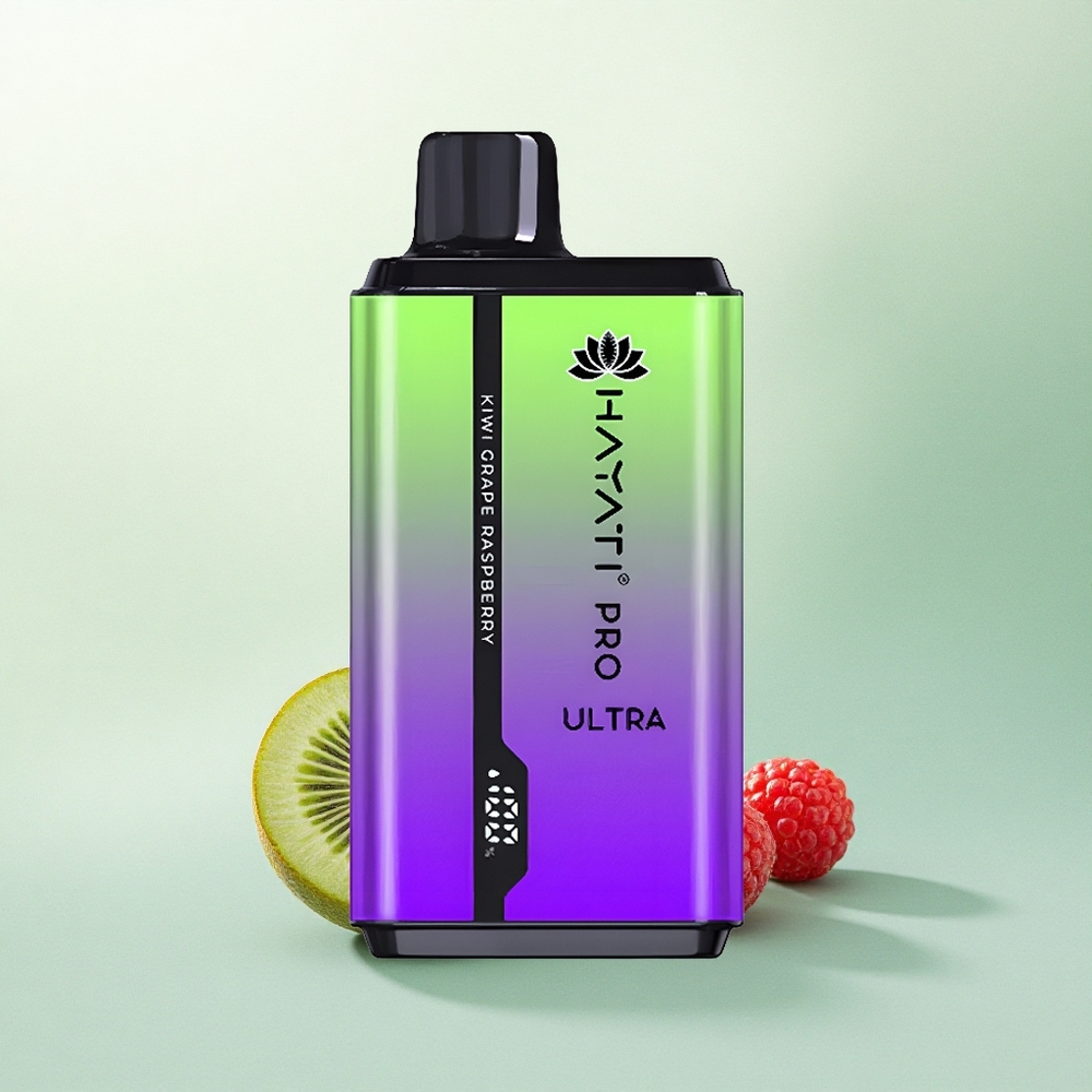 Hayati Pro Ultra 15000 Puffs Kiwi Vynuogės Avietės 850mAh 2% Nikotino