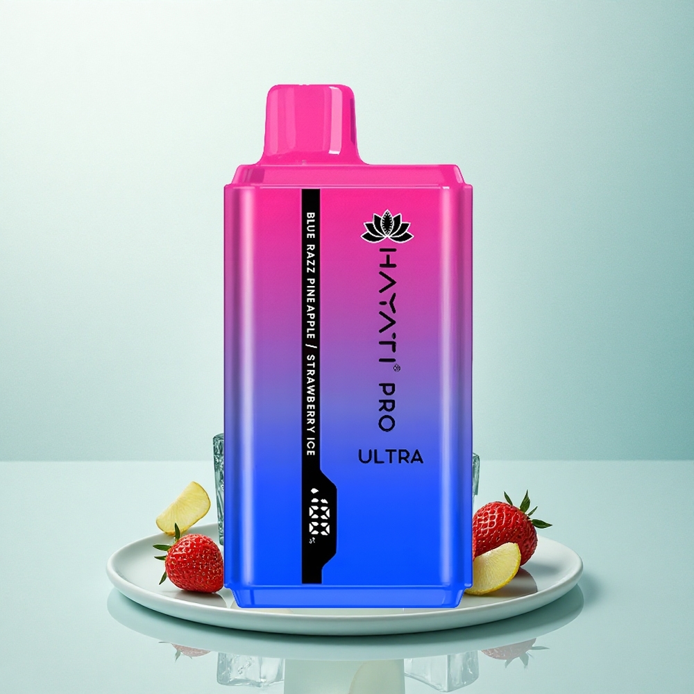 Hayati Pro Ultra 15000 Puffs Mėlynoji avietė ananasas braškė ledas 850mAh 24ml 2% nikotino