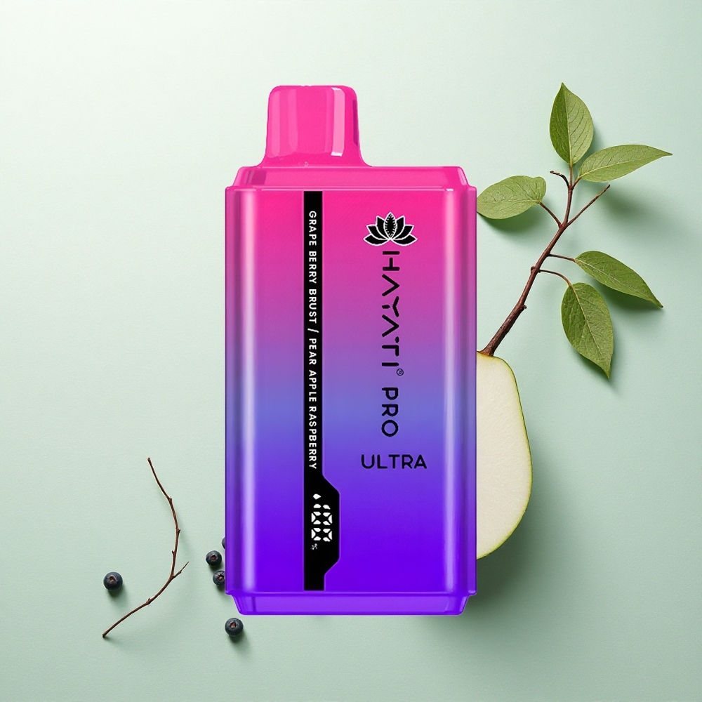 Hayati Pro Ultra 15000 Puffs Vynuogių Uogų Sprogimas Kriaušė Obuolys Avietė su 850mAh ir 2% nikotino