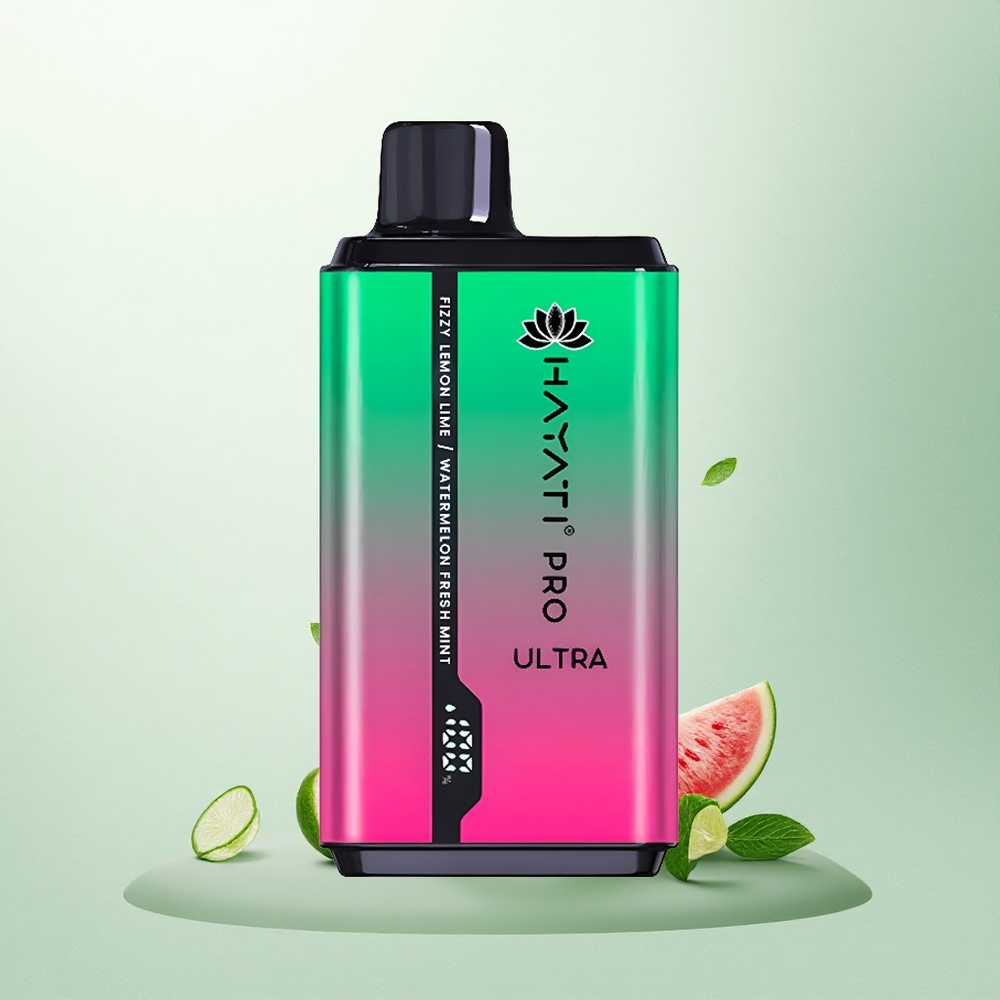 Hayati Pro Ultra 15000 Puffs Šviežios mėtos gaivusis arbūzas su citrina ir laimu ir 2 % nikotino