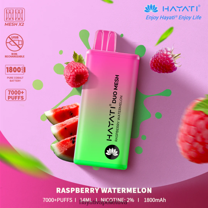 Hayati Duo Mesh vienkartiniai avietinis arbūzas Hayati vape flavours FFBB0Z178
