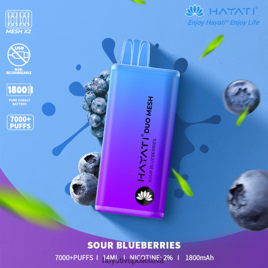 Hayati Duo Mesh vienkartiniai rūgščios mėlynės Hayati vapes wholesale FFBB0Z189