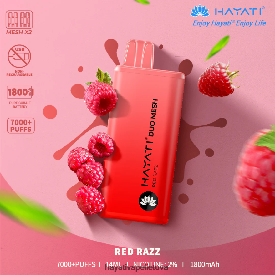 Hayati Duo Mesh vienkartiniai raudonas razz Hayati vapes wholesale FFBB0Z179