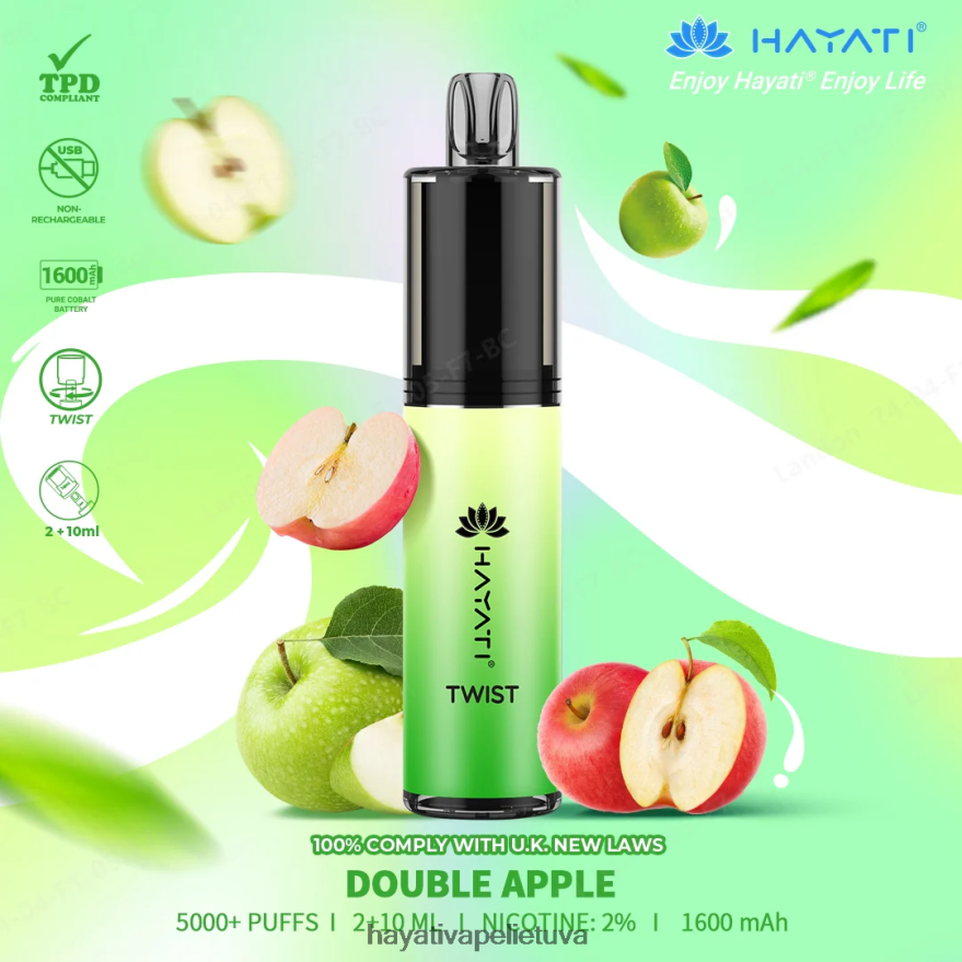 Hayati Twist vienkartiniai dvigubas obuolys Hayati vape flavours FFBB0Z68