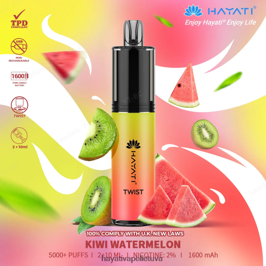 Hayati Twist vienkartiniai kivi arbūzas Hayati flavours lietuva FFBB0Z74