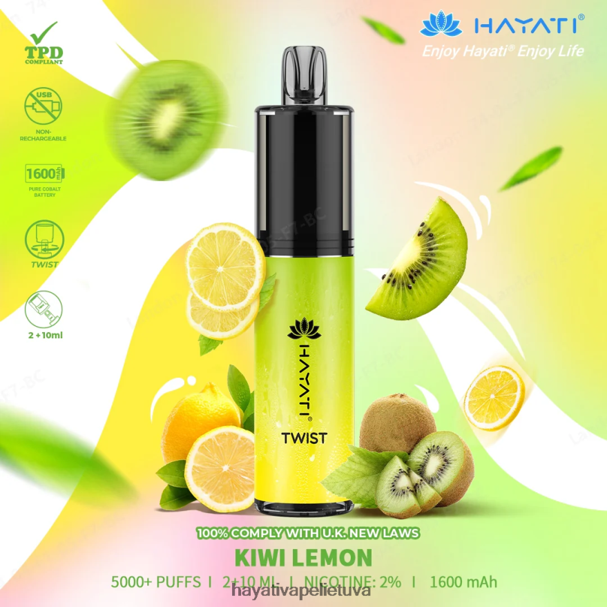 Hayati Twist vienkartiniai kivi citrina Hayati vape lietuva FFBB0Z73