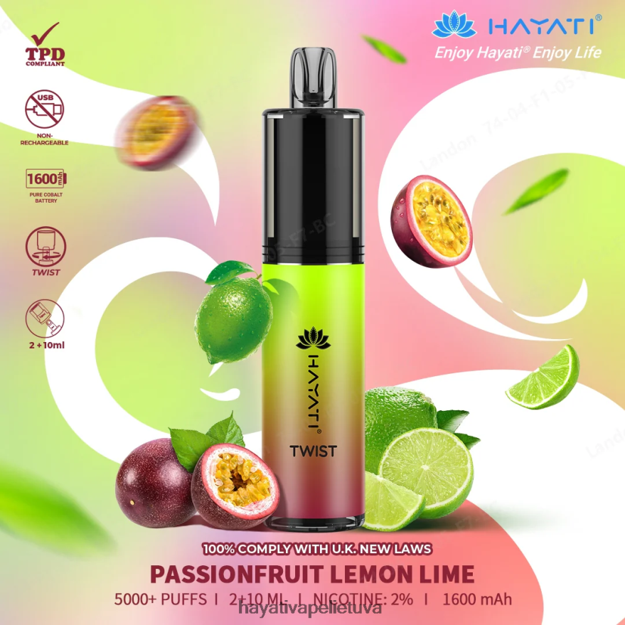 Hayati Twist vienkartiniai pasifloros citrininis laimas Hayati vape flavours FFBB0Z78