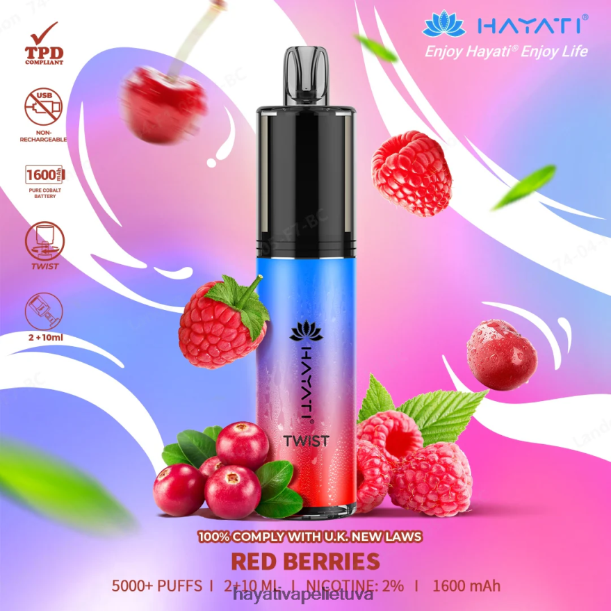 Hayati Twist vienkartiniai raudonos uogos Hayati vapes wholesale FFBB0Z79