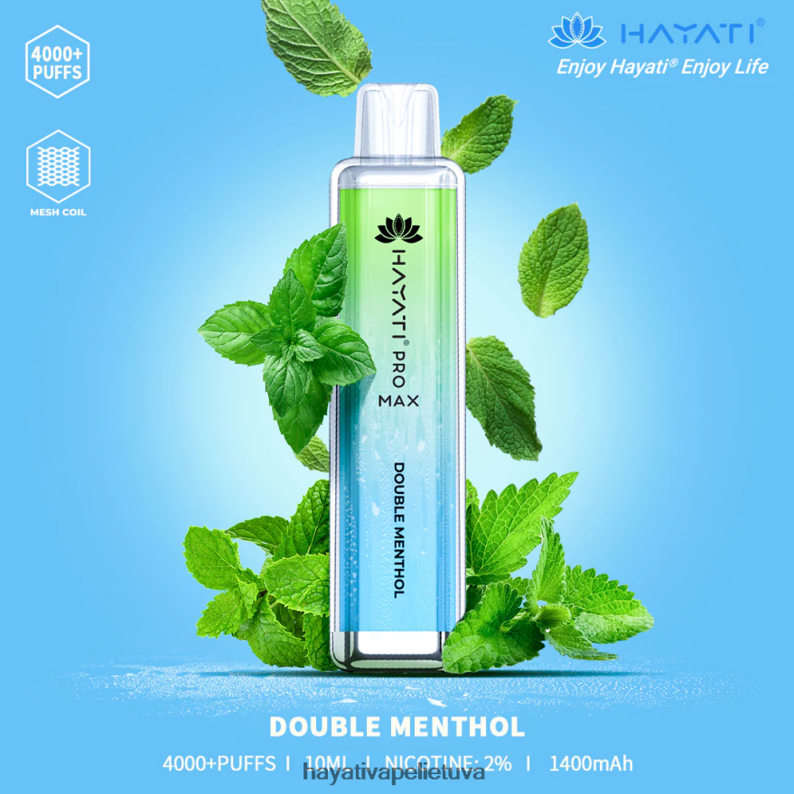Hayati Pro Max vienkartiniai dvigubas mentolis Hayati vilnius FFBB0Z102