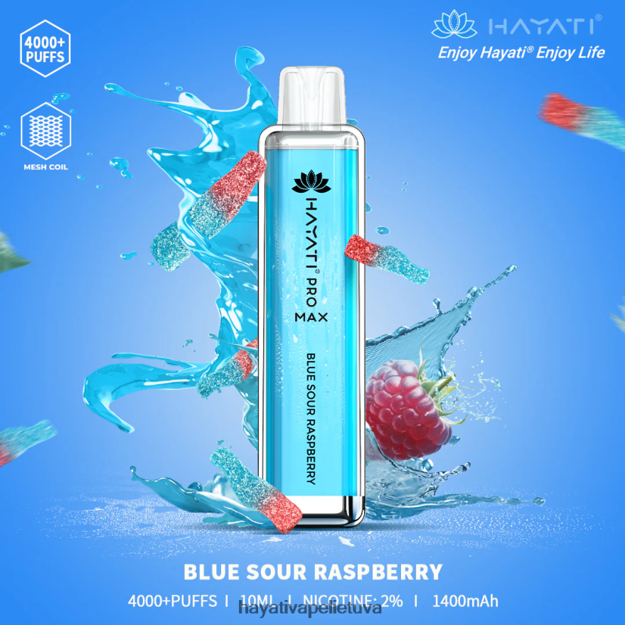 Hayati Pro Max vienkartiniai mėlyna rūgšta avietė Hayati flavour vapes FFBB0Z96