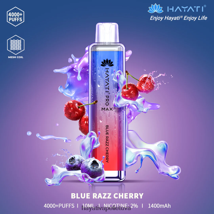 Hayati Pro Max vienkartiniai mėlyna razz vyšnia Hayati flavours lietuva FFBB0Z94