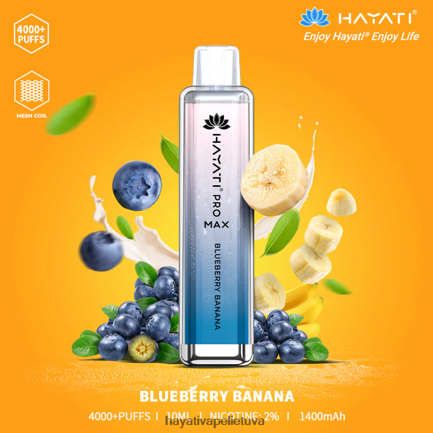 Hayati Pro Max vienkartiniai mėlynių bananas Hayati vape flavours FFBB0Z138
