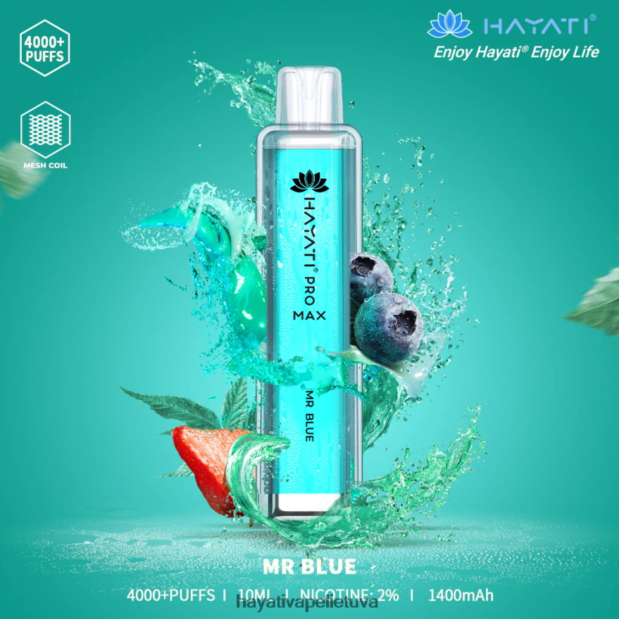 Hayati Pro Max vienkartiniai ponas mėlynasis Hayati vape lietuva FFBB0Z113