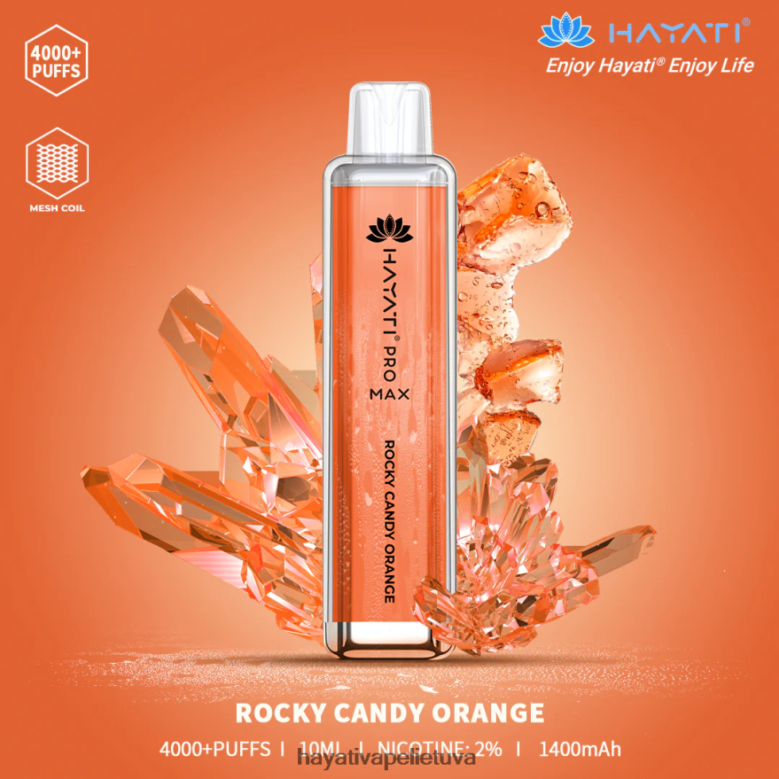 Hayati Pro Max vienkartiniai uolų saldainių oranžinė Hayati vape flavours FFBB0Z118