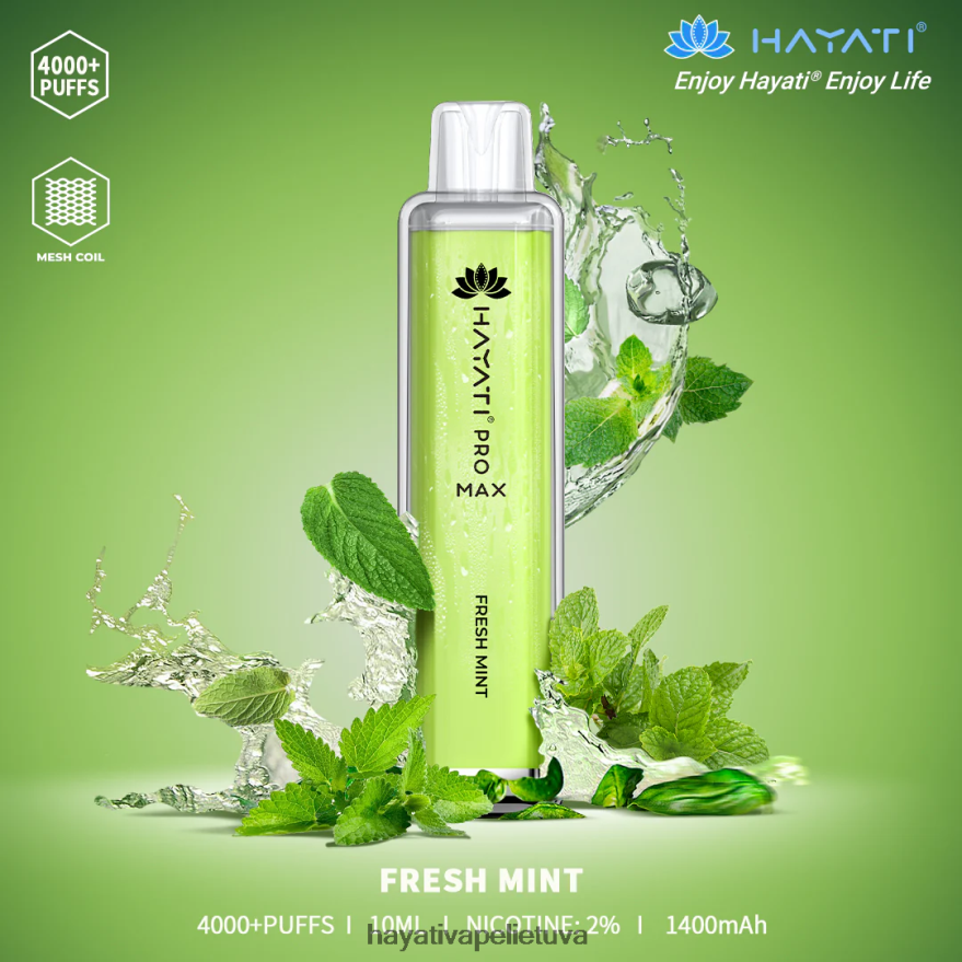 Hayati Pro Max vienkartiniai šviežių mėtų Hayati flavours lietuva FFBB0Z104