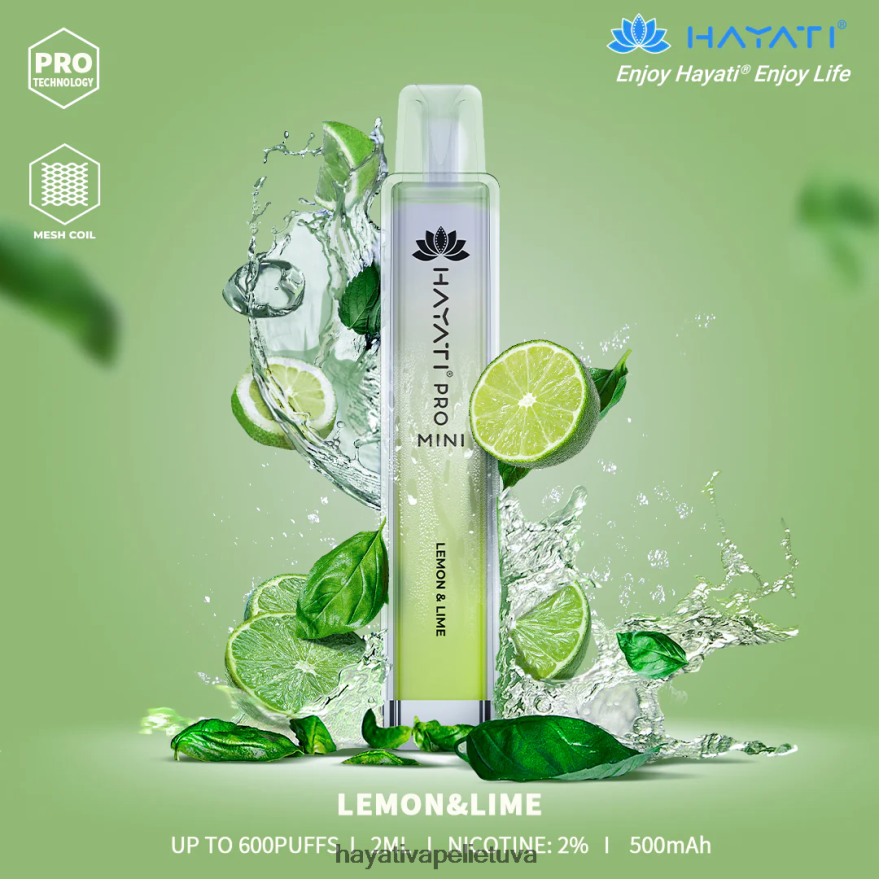 Hayati Pro Mini vienkartiniai citrina ir laimas Hayati flavours lietuva FFBB0Z14
