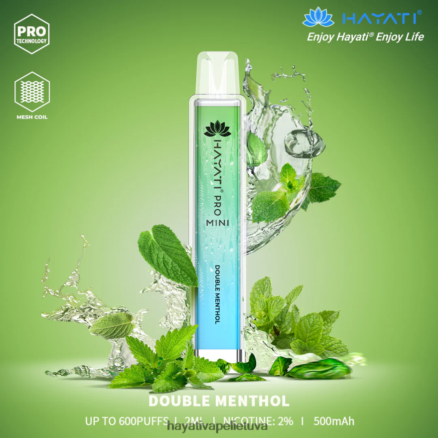 Hayati Pro Mini vienkartiniai dvigubas mentolis Hayati vape flavours FFBB0Z8