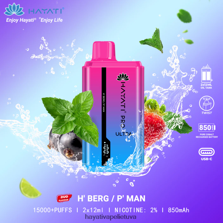 Hayati Pro Ultra vienkartiniai 15000 įpūtimų h' berg/p' vyras Hayati vapes wholesale FFBB0Z219